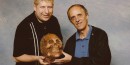 Italian Horror Maestro Dario Argento and filmmaker Kevin Sean Michaels posing with the "Creeping Death" mask Dario Argento and Kevin Sean Michaels